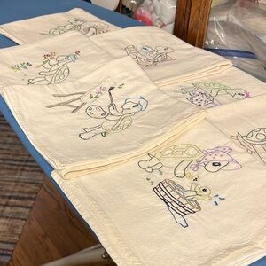 Hand Embroidered Turtle Tea Towels